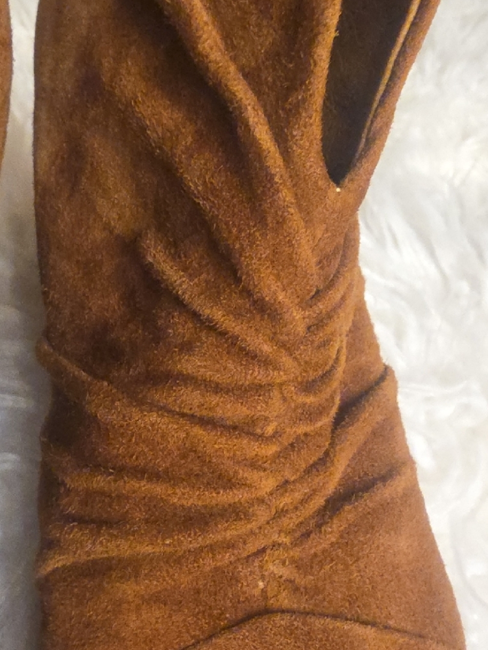 Antelope Brown Suede Ruffled Ankle Bootie Size 38 EU 2.5 Inches Heel NWOT - Picture 5 of 15